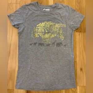Disney Parks Animal Kingdom Women’s Small Gray T-shirt Tree Of Life Gold Africa
